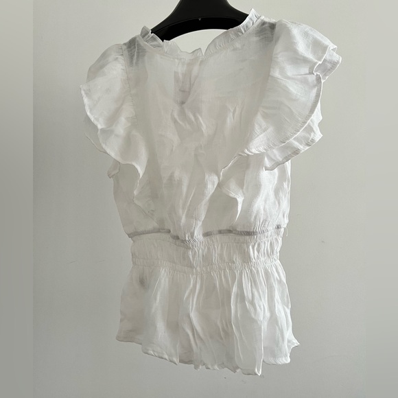 White Blouse with Lace Front and Square Neck - Picture 3 of 5
